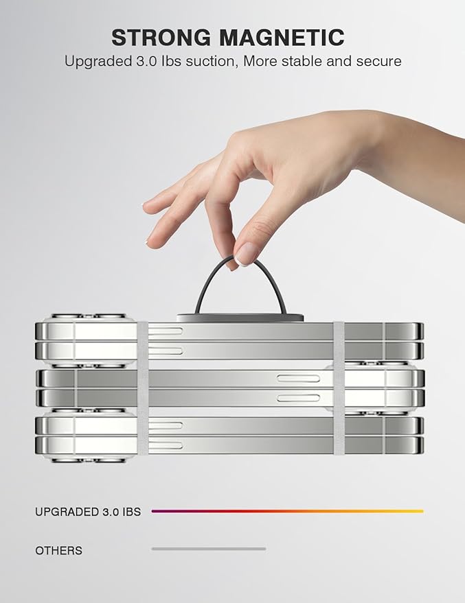 Lite 2 Magnetic Phone Grip, [Elastic Finger Strap] Phone Loop Holder, Compatible with Magsafe Series iPhone 16 15 14 13 12 Pro max, Black