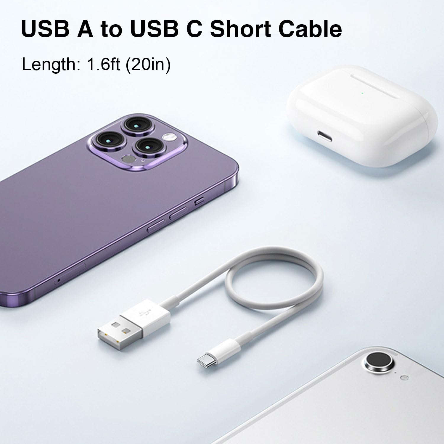 1.5FT Short IPhone 17/16E/16/15 Woven Cable, USB A to USB C CarPlay Charger Cable for iPhone 17Air, 15 16 17 Pro Max, 15/16 Plus,iPad 10th Gen,iPad Pro 12.9/11, Air 5th/4th Gen, Mini 6th Charging Cord