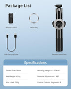 Magnetic Tripod for iPhone, 69" Phone Tripod Selfie Stick with Rechargeable Remote & 2 in 1 Phone Holder, Extendable Cell Phone Stand for Recording Travel, Compatible with iPhone and Android Phone