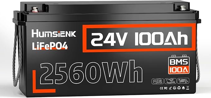 Lithium Battery 24V 100Ah LiFePO4 Batterys, Built-in 100A BMS with Low-Temp, 15000+ Deep Cycles, 2560Wh Lithium Iron Phosphate Battery, for RV Solar Energy Off Grid Trolling Motor
