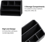 PU Leather Desk Organizer, Luxury Remote Control Holder for Home, Office Desk Accessories Table Caddy Bedside Nightstand Organizer (Black)