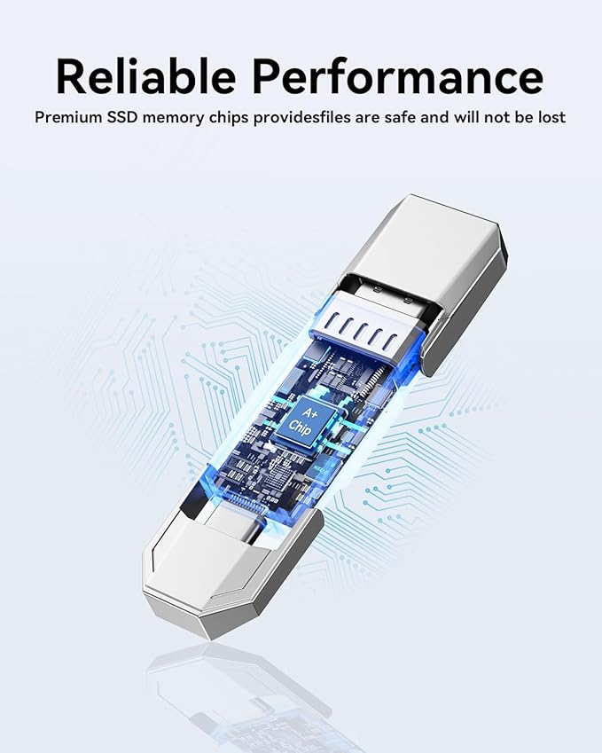 512GB USB C Flash Drive Up to 450MB/s Read Speed, External SSD USB 3.2 Gen 1 Thumb Drive 2-in-1 Memory Stick Data Storage Compatible with Smartphone Tablet Computer