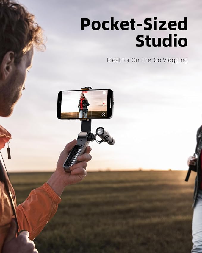 TODI Phone Tripod, Foldable Mini Desk Stand with 360° Phone Holder & Cold Shoe, Pocket Travel Tripod for iPhone, Portable Selfie Stick Handle Grip Compatible with iPhone/Android