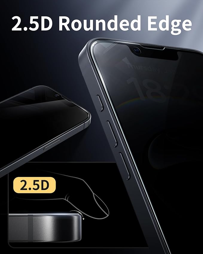 NIMASO for iPhone 16e/13 Pro/13/14 Screen Protector, 2 Pack Privacy Tempered Glass Screen Protector for iPhone 16e, 28°Anti-Spy, Automatic Dust Removal, Instant Installation (6.1 inches)