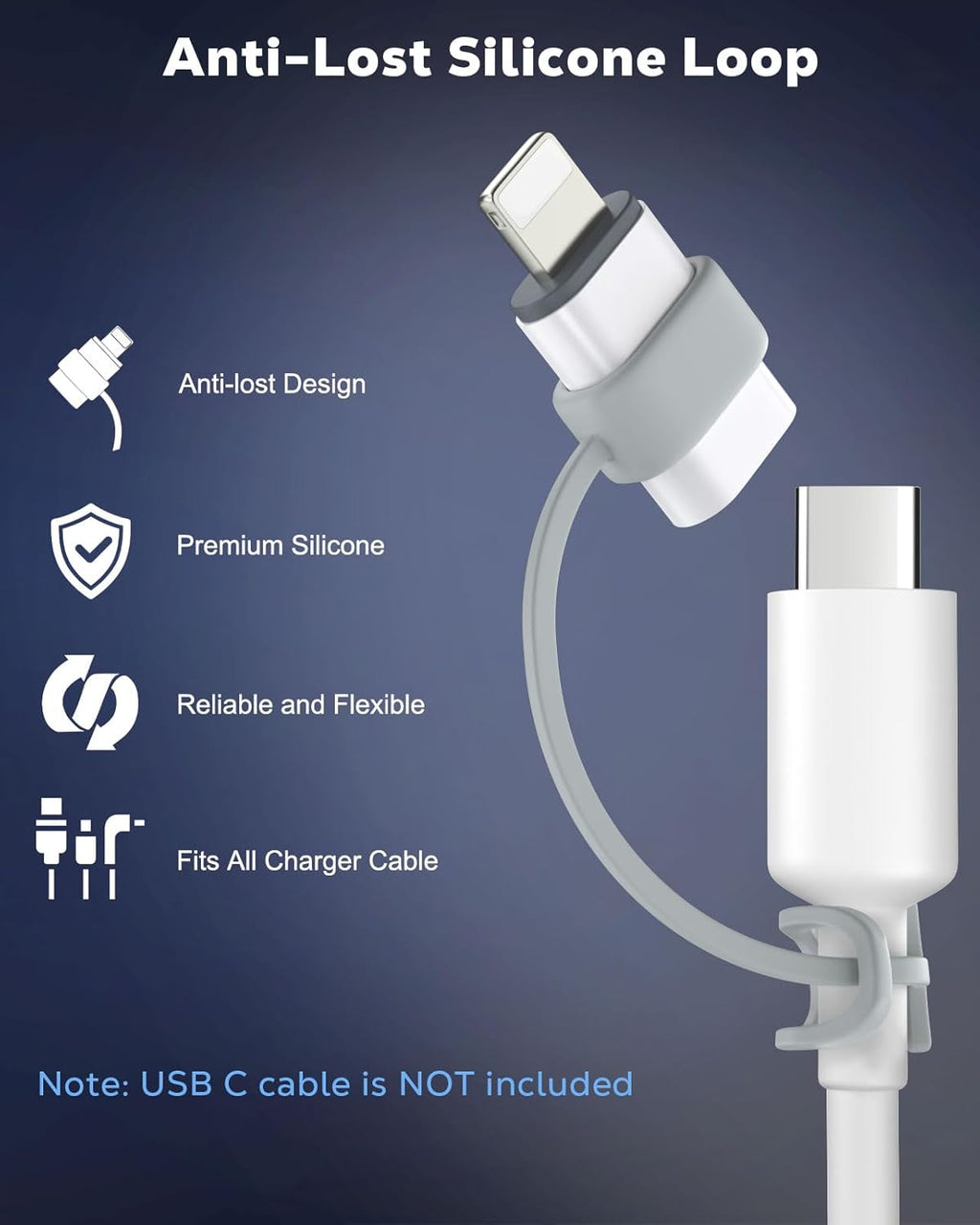 MoKo USB C to Lightning Adapter, Not for Audio/OTG, Lightning Male to USB C Female Adapter for iPhone 14/13/12/11/X Series, iPad/AirPods, Support Charging & Data Sync, with Anti-Lost Loop, White