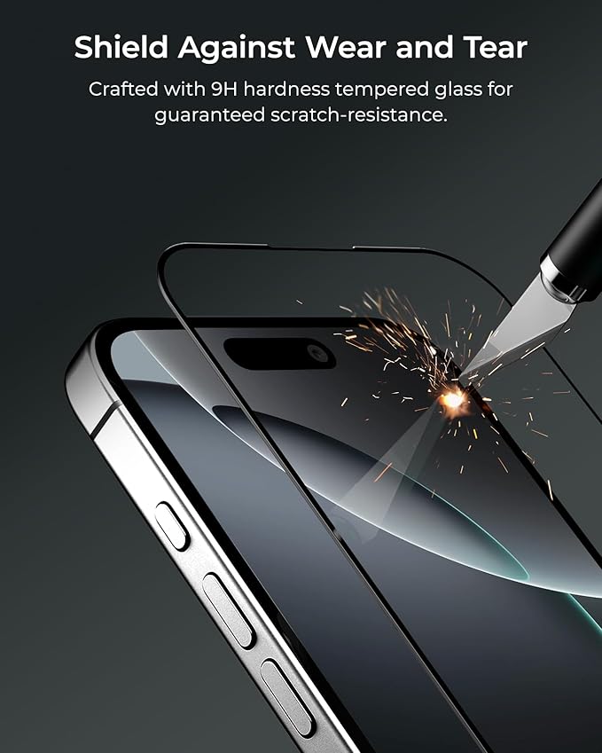 iOttie Terra iPhone 16 Plus Tempered Glass Screen Protector Military Grade 9H Hardness Shatterproof Scratch Resistant, Edge to Edge Protection Easy Bubble Free Install, 2 Pack