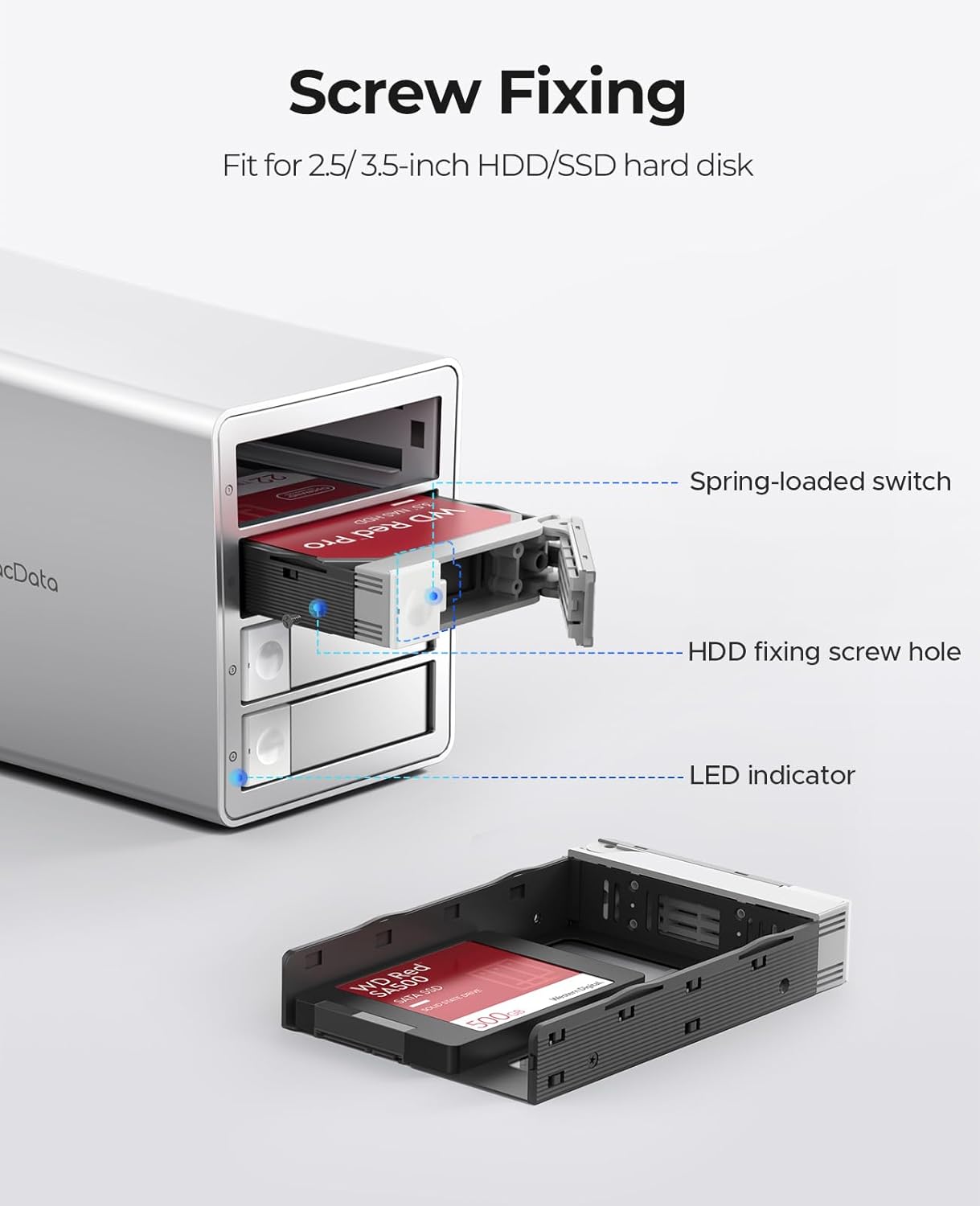 ORICO 4Bay RAID External Hard Drive Enclosure USB3.0 for 2.5/3.5 Inch SATA HDD/SSD up to 5X 22TB Supports RAID 0/1/3/5/10/JBOD/Clone/ClearMode -9948RU3