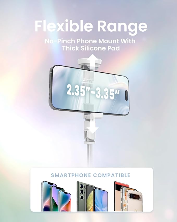 KraftGeek Tripod for iPhone, 66” JustTap Phone Tripod, Selfie Stick Cell Phone Stand for Recording Travel, Content Creator Essentials, White