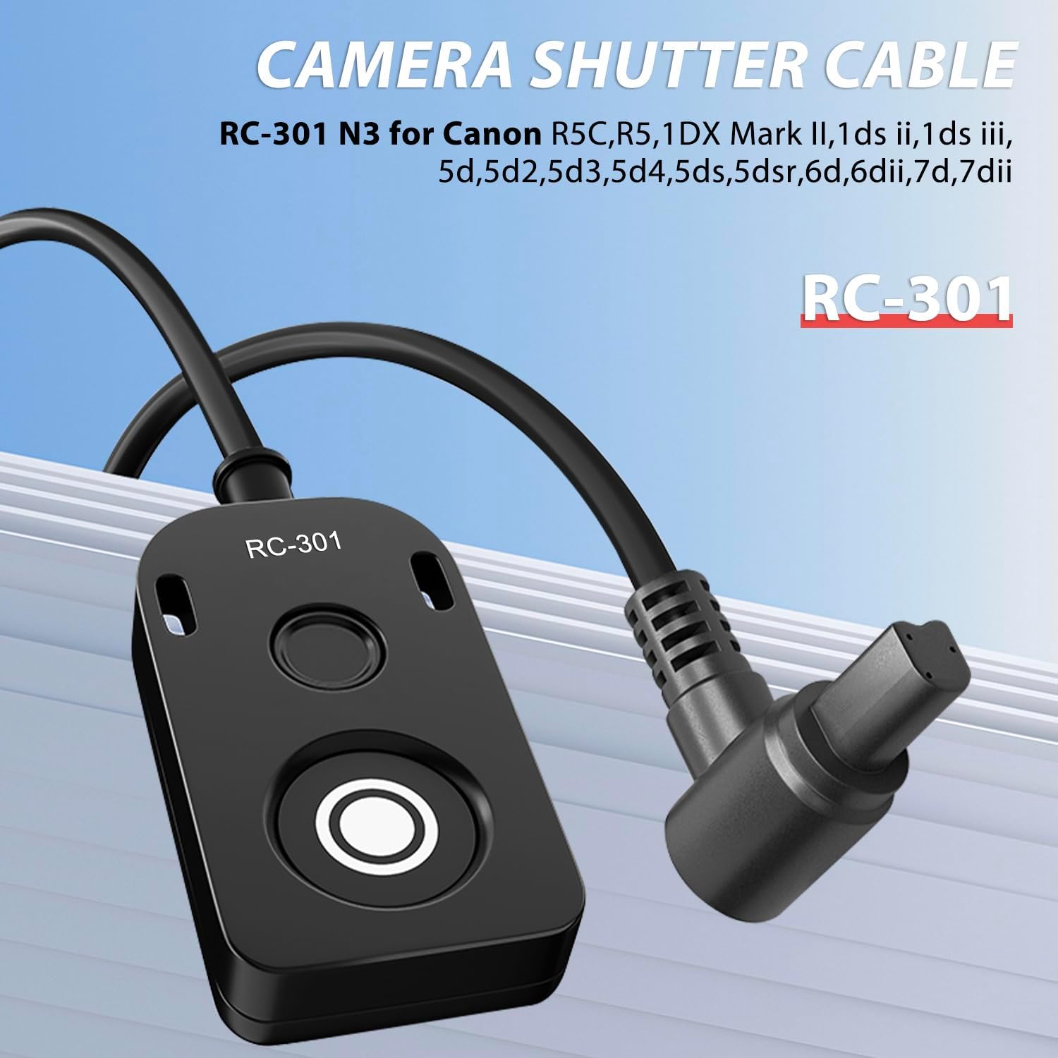 for Canon RS-80N3 Shutter Release Cable R5 R5C R5II 5DIV 5D3 5D2 6DII Remote Camera Small Shutter Release Control 11.8in/30cm Cable Remote Wired Button 1DX Mark II,1ds ii (RC301-N3 11.8in/30cm)