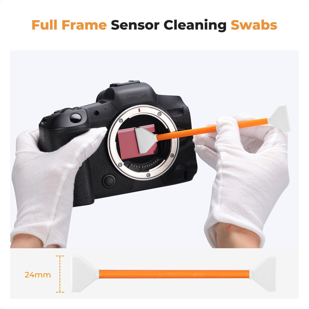 K&F Concept 14pcs Double Tipped 24mm APS Full Frame Sensor Cleaning Swab, DSLR or SLR Digital Camera Cleaning kit and Full Frame Sensor Cleaning Swab