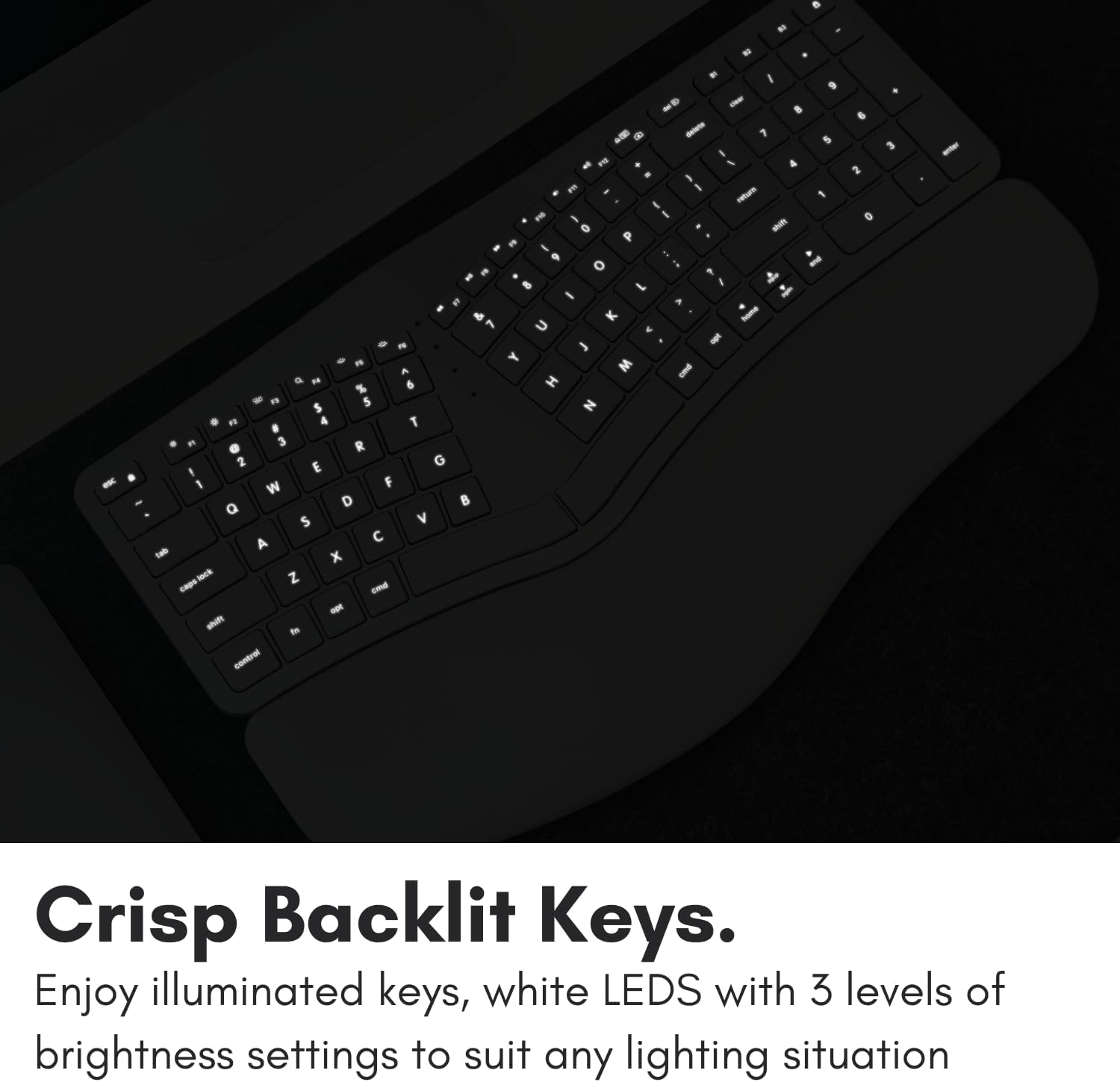 Macally Bluetooth Ergonomic Keyboard, Wireless Split Keyboard, Carpal Tunnel Comfort, Ergo Rechargeable Split Wrist Key Board - Backlit Apple 100 Key Layout for MacBook Pro/Air, iMac