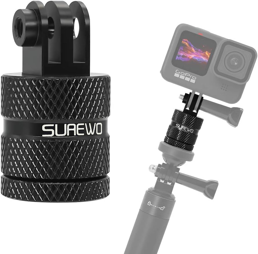 Aluminum 1/4 inch 20 Camera Mount, 360 Degree Rotation Tripod Mount Adapter Compatible with GoPro Hero 13/12 Black, Hero 11/10/9/8/7/6 Black,DJI Action4/3, Xiaoyi 4K and Other Standard 1/4 Accessories