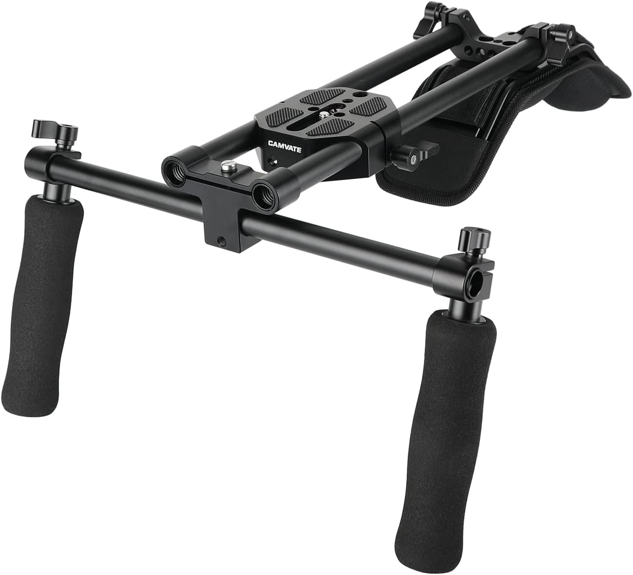 CAMVATE Handheld Shoulder Mount Kit with Sliding Base Plate & Sponge-Covered Handgrip Pair for DSLR Camera - 3029