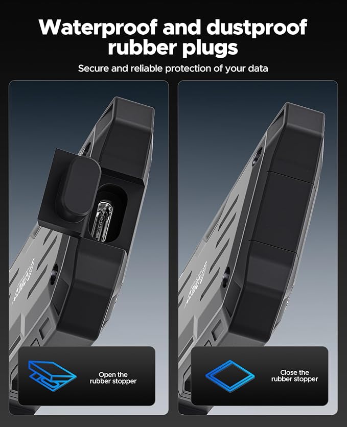 ORICO 512GB External SSD Up to 2000MB/s, Interface Extra Protection, Waterproof and Dust-Proof, Rugged and Reliable Outdoor Portable Solid State Drives for Action Camera, Smartphone, Laptop - O20