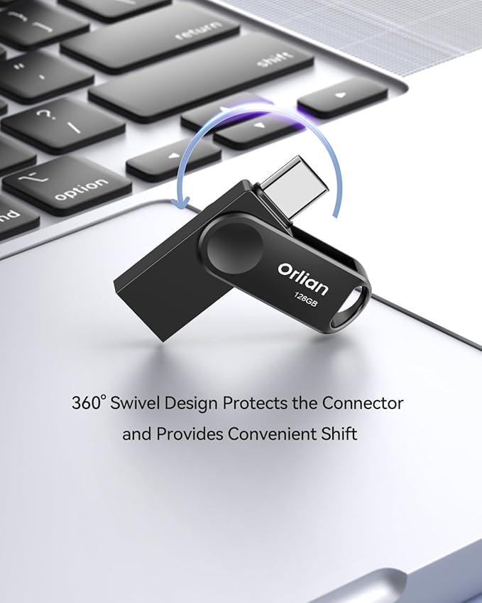 128GB 2-Pack USB C Flash Drive, Dual Drive USB 3.0 and Type C Thumb Drive Up to 110MB/s Read Metal Waterproof Portable for PC Laptop Tablet Android Smartphone iPhone 15 and More, Black