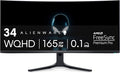 Alienware AW3423DWF Curved QD-OLED Gaming Monitor - 34-inch Quantum Dot OLED 0.1Ms 165Hz 21:9 Curved Display, 99.3% DCI-P3 Color Gamut, VESA DisplayHDR True Black 400, AMD FreeSync Premium Pro - Black