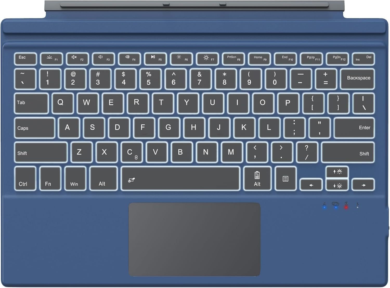 MoKo Type Cover Fit Microsoft Surface Pro 7 Plus/Pro 7/ Pro 6/ Pro 5/Pro 4/3, Ultra-Slim Wireless Bluetooth Tablet Keyboard with Trackpad, 7-Color LED Backlit, Built-in Rechargeable Battery, Indigo