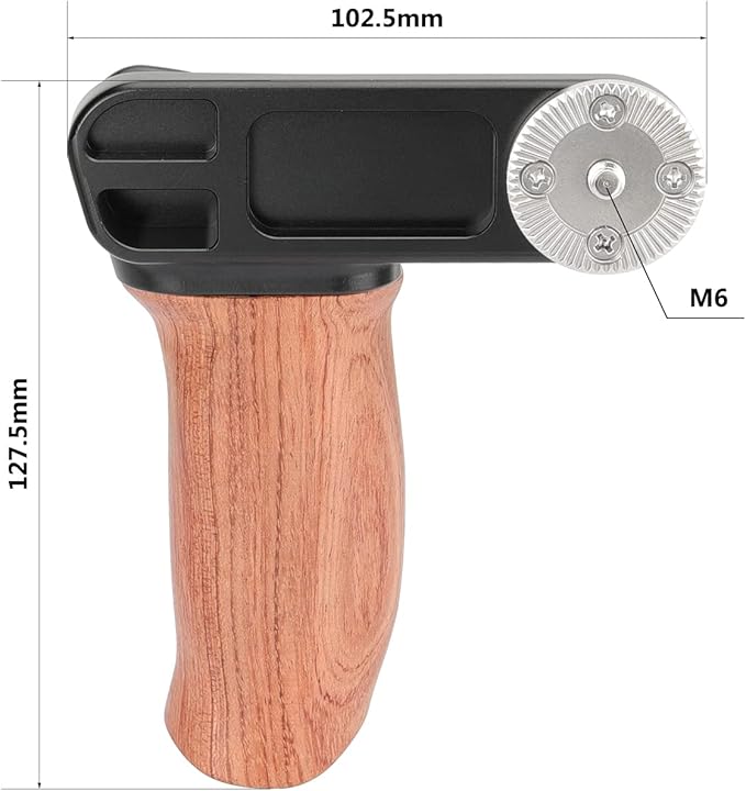CAMVATE Ergonomic Wooden Hand Grip with Rosette M6 Thread Screw Connection for Camera Shoulder Mount Rig(Right Hand) - 2927