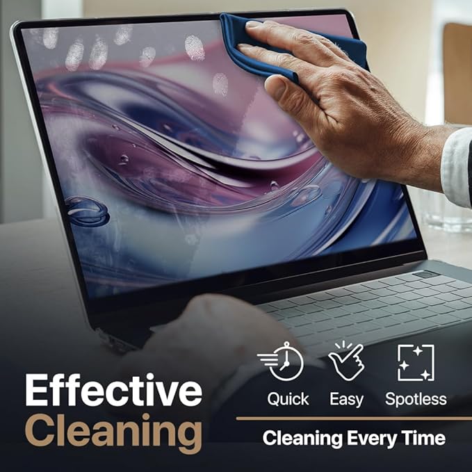 Kuzy 3 Pack Premium Microfiber Cleaning Cloth - Large Reusable Cloth for Glasses, Screens, MacBook Laptops, TVs, and Electronics - Scratch-Free, Lint-Free Cleaner, 3 Pack - Navy Blue