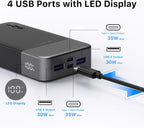 20000mAh Power Bank Portable Charger, 35W PD 3.0 QC 4.0 Fast Charging Phone Charger with LED Display, Travel Battery Pack 2 USB C 2 USB A Ports for iPhone 16/15/14 Series, Galaxy, iPad