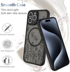 AIGOMARA Magnetic Case for iPhone 15 Pro Max [Compatible with MagSafe] Cute Black Flower Floral for Women Girls Soft TPU Bumper Hard PC Back Anti-Fall Shockproof Protective Slim Cover
