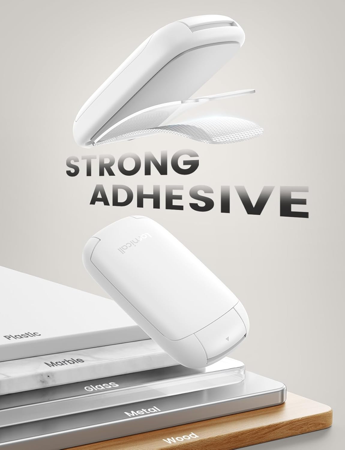 Lamicall Headphone Stand, Sticky Headset Holder - Foldable Headphone Holder Hook Mount, Adhesive Headset Hanger Clip Under Desk, Earphone Clamp for Airpods Max, HyperX, Sennheiser, White