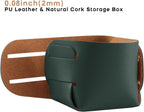 HOMIEAZICOZI 2-Pack Cork Leather Desk Accessories Storage - Pencil Pen Holder - Makeup Brush Holder Organizer - Stylish Addition to Home Decor (Dark Green)