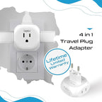 Ceptics European Travel Plug Adapter Europe Power Adaptor Charger 4 Input - Ultra Compact - Light Weight - USA to Any Type C Countries Such as Italy, Iceland, Austria and More - 2 Pack (PT-9C)