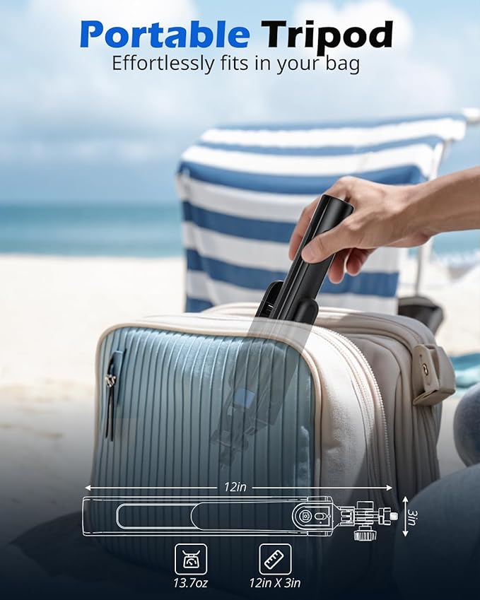 UBeesize 64'' Extendable Phone Tripod & Selfie Stick with Light and Remote, Adjustable Tripod Stand for iPhone 11-16, Android, GoPro, Cameras, Travel Vlogging & Video Recording