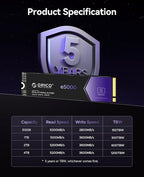 ORICO e5000 1TB SSD M.2 NVMe 2280 PCIe Gen4 5100MB/s Internal Solid State Drive SLC Dynamic Cache 3D NAND QLC for PS5 Laptops PC Desktops