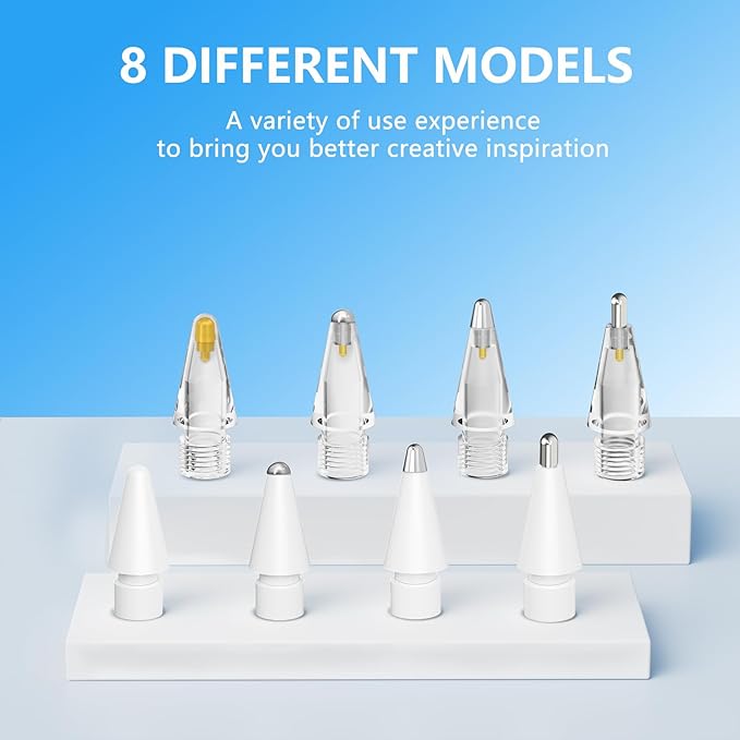 (8 Pack) Replacement Tips for Apple Pencil 2nd Generation and Apple Pencil 1st Generation,Inesore Upgraded Apple Pencil Tips Accessories Compatible with Apple Pencil 2 Generation iPad Pro Pencil Nib
