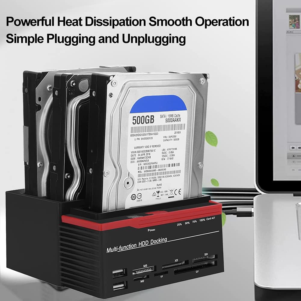 Zopsc USB 3.0 SATA/IDE HDD Docking Station Three-Bay Offline Clone HUB Reader 12V / 3A Independent Power Supply External Hard Drive Docking Station(US) 100-240V