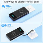 Portable Charger for iPhone with Built in Cables & Wall Plug,6-in-1 10800mah Power Bank with iWatch Charger, QC4.0+25W PD Fast Charging LCD Display Battery Pack for iPhone 16/15/14,Android