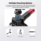 NEEWER 3" Suction Cup Mount with Phone Holder Action Camera Adapter Compatible with iPhone GoPro DJI Insta360, Ball Head Magic Arm Cleaning Cloth Quick Release Car Mount for POV Video Recording, CA104