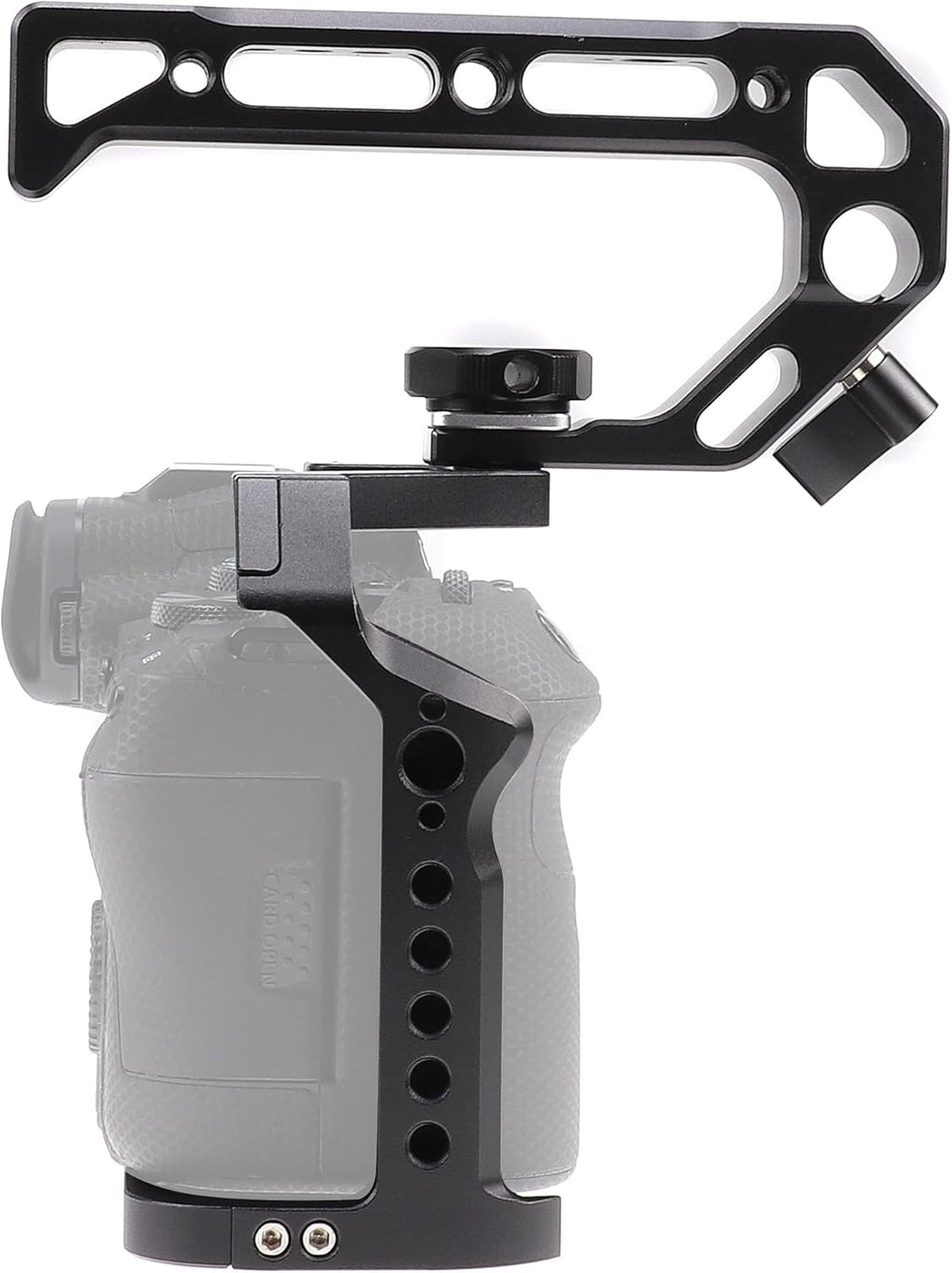 Hersmay R5 R6 Cage with Top Handle,Aluminium Alloy Camera Cage for Canon EOS R5 R6 Mirrorless Cameras, Vlogging Video Shooting Filmmaking Rig Stabilizer with 1/4" Mounting and 3/8" Arri Locating Hole