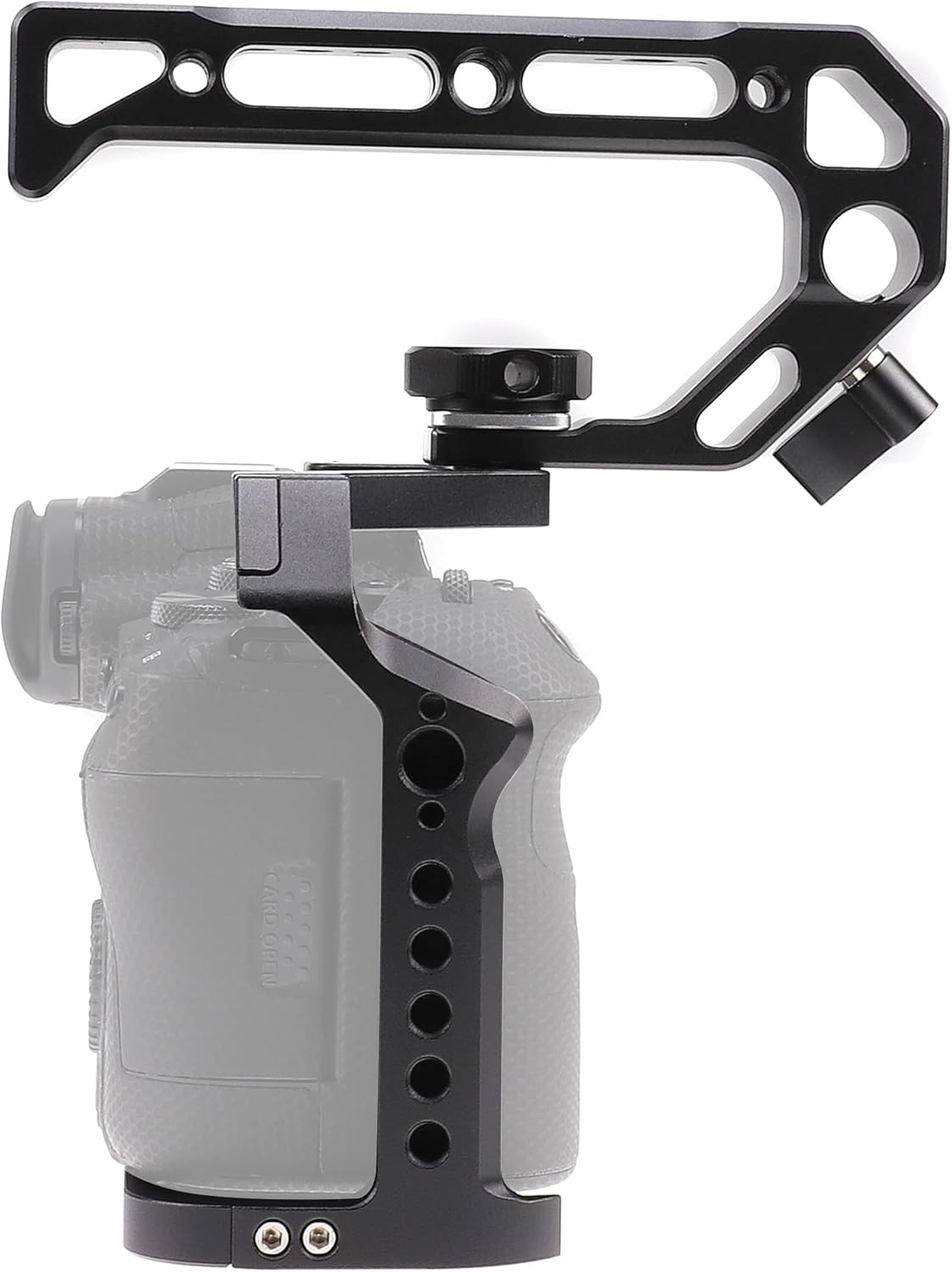 Hersmay R5 R6 Cage with Top Handle,Aluminium Alloy Camera Cage for Canon EOS R5 R6 Mirrorless Cameras, Vlogging Video Shooting Filmmaking Rig Stabilizer with 1/4" Mounting and 3/8" Arri Locating Hole