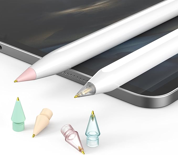 6 Pack Fine Point Replacement Tips Compatible with Apple Pencil 2nd Generation, Apple Pencil 1st Generation & Apple Pencil USB-C Colorful Nibs (Original/Pink/Green/Yellow)