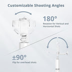 ATUMTEK 63" Phone Tripod, Extendable Selfie Stick Tripod with Bluetooth Remote, All-in-One Aluminum with Cold Shoe Mount for GoPro, 4"-7" iPhone and Android Smartphones, White