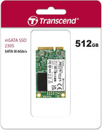 Transcend 512GB mSATA SSD with Dram Cache, Up to 560MB/s, Mini SATA III 6G/s Internal Solid State Drive for Ultrabook, Desktop, Tablet, PC, GPS, Server, 3D TLC NAND Flash, LDPC Error Correction, ECC