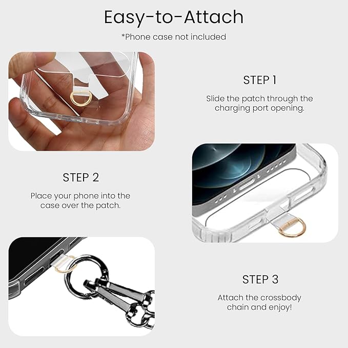 Clip and Go Strap for Phone with Wallet Metal Gun Chain Crossbody Phone Lanyard for Women Adjustable Detachable Wristlet Charm Small Purse Leather Card Holder Zipper with iPhone Stand 2 Patches Black