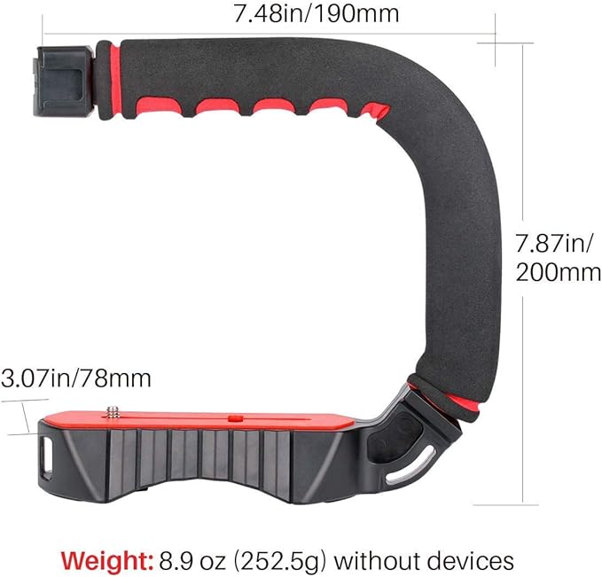ULANZI U-Grip Pro Handheld Video Rig Steadicam with Triple Cold Shoe, Stabilizing Handle Grip Compatible for iPhone 16 15 14 13 12 Pro Max Xs 8 7 plus Action Camera 13 10 Canon Nikon Sony DSLR Cameras