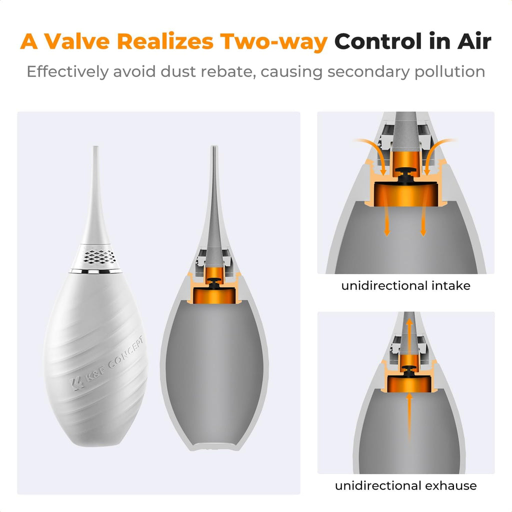 K&F CONCEPT Air Blower, with Long Nozzle/Short Nozzle Switch Design, Single Air Intake Camera Lens Blower, for Digital SLR Lens Sensor LCD Screens Musical Instruments Keyboards Telescope Filters