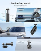 4" Suction Cup Mount with Magic Arm for Car Camera Mount for Go pro Windshield Phone Holder for Insta 360 Action Camera Accessories