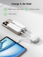 LVFAN for Magsafe Power Bank 10000mAh, Fast Charging Wireless Magnetic Portable Charger with Built-in USB C in&Out Cable, Travel LED Display Battery Pack for iPhone 17 16 15 14 13 12
