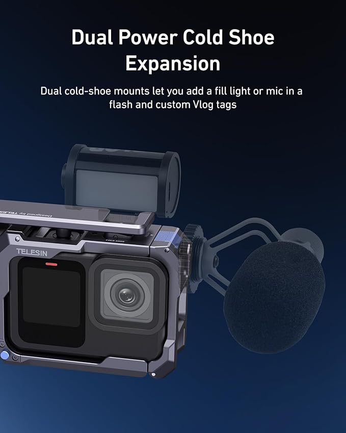 TELESIN Street Grip Kit For Hero 9-13 | Without Metal Rabbit Cage | Camera Grip Holder with Seesaw Design | Ergonomic Handle Grip Design | Backup TF Card Slot | Quick Battery Access | Vlog Grip Holder