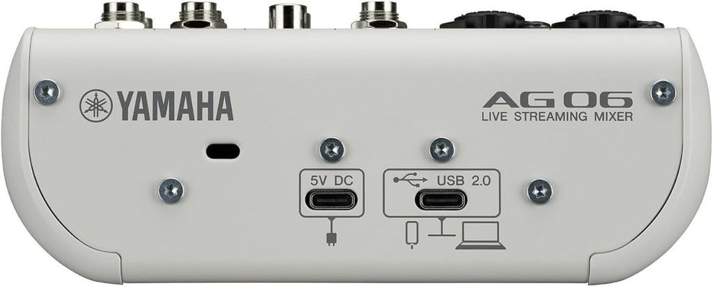 Yamaha AG06MK2 White 6-Channel Live Streaming Loopback Mixer/USB Interface with Steinberg Software Suite