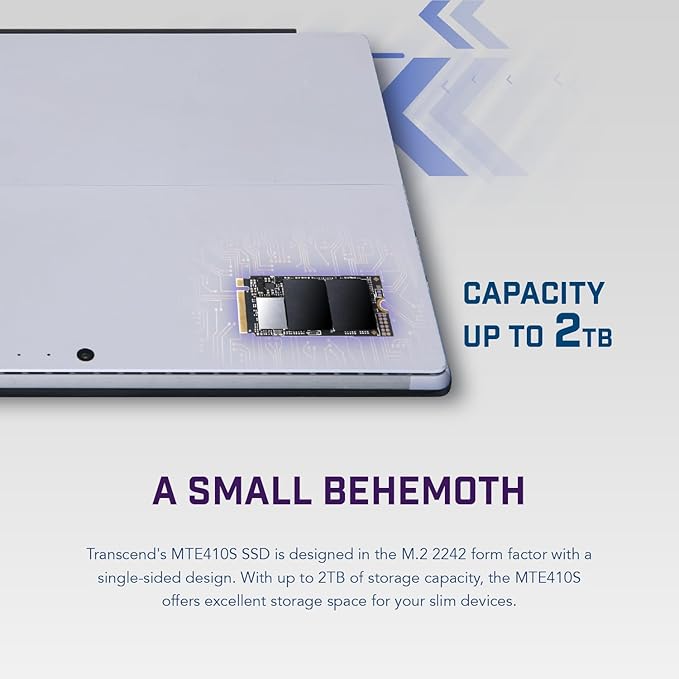 Transcend 256GB M.2 2242 SSD, Up to 3300MB/s, PCIe Gen4x4 NVMe 3D TLC, for Ultra-Thin Laptops, Lenovo Legion Go&Yoga Gen 6, ASUS ExpertBook&ZenBook, Mini PC, DRAM-Less Design for Low Power Consumption