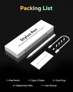 MoKo Pencil for iPad (A16) 11th 10th Gen, Stylus Pen for 2018-2025 Apple iPad 11/10/9/8/7/6/A16, Mini 7/6/5, Air M3/M2 11"/13"/5/4/3, Pro M4 13"/12.9"/11" Tilt Sensitivity, USB-C Fast Charging,White