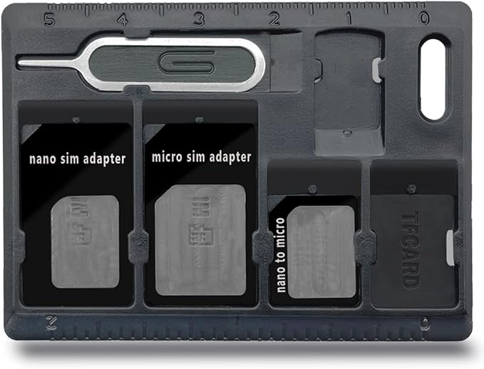 1 Pack SIM Card Holders with Tray Opener Pins, Card Storage Tool Set for Standard Micro Nano Micro-SD Memory Cards, with 3 Card Adapters and 1 Eject Pins - Black