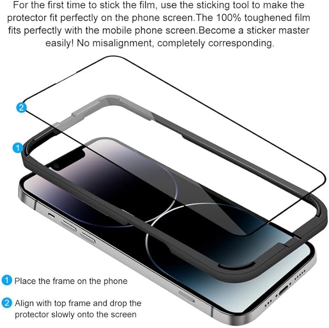iPhone 14/13/13 Pro Screen Protector Tempered Glass and Installation Tool Compatible with Apple 2022 (2 Pack)